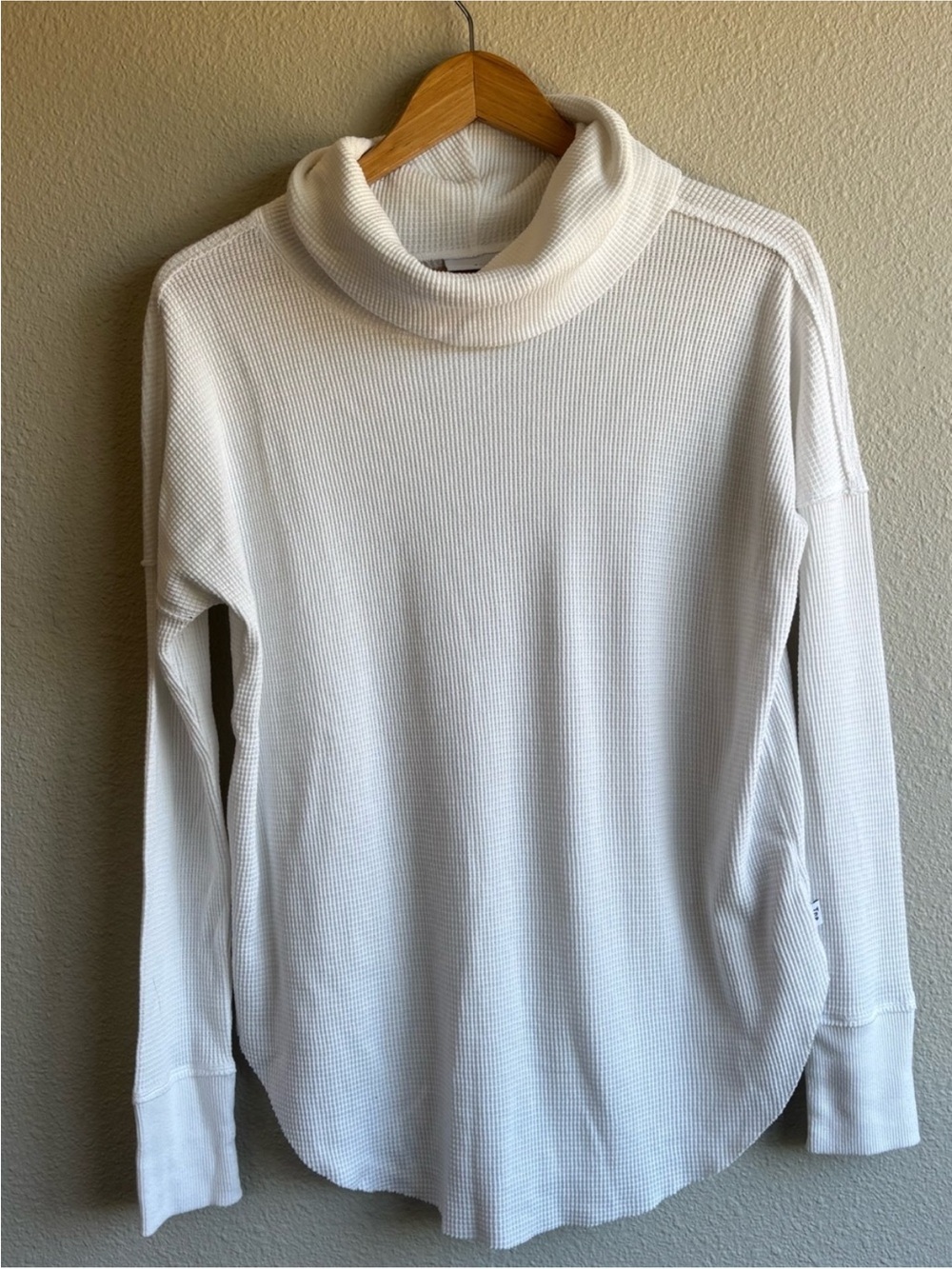 White Waffle Knit Turtleneck Sweater